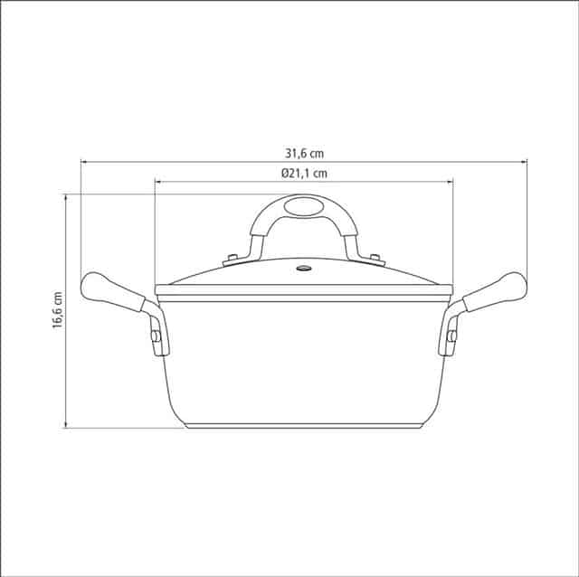 20 cm Casserole  With Glass Lid Silicone Handle and Knob Non Stick