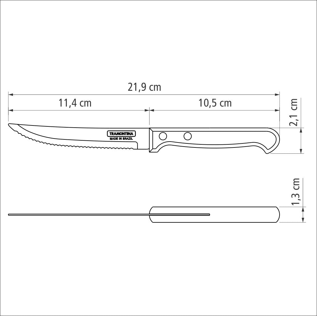 Tramontina Polywood 5" Steak and Fruit Knife with Stainless-Steel Blade and Red Treated Wood Handle