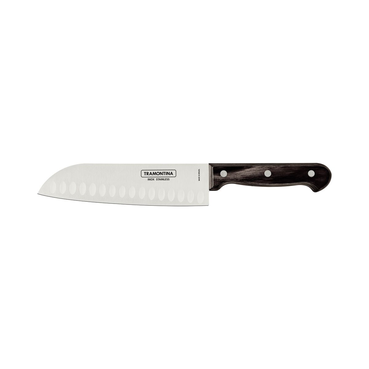 Tramontina 7" Santoku Knife with Stainless-Steel Blade and Treated Brown Polywood Handle