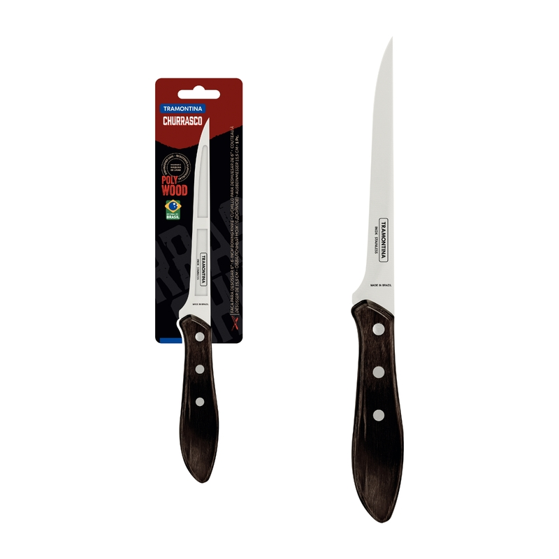 Tramontina Boning Knife with Stainless-Steel Blade and Treated Brown Polywood Handle 6"