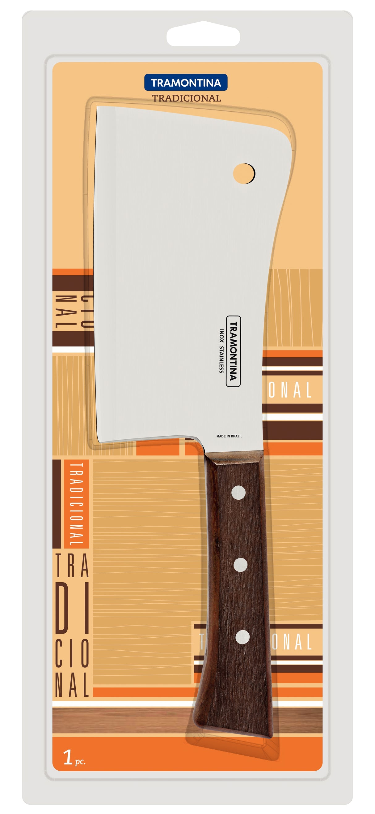 Tramontina Tradicional 6" Cleaver with Stainless-Steel Blade and Natural Wood Handle