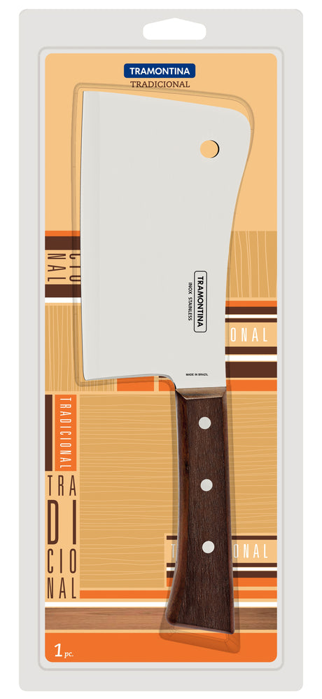 Tramontina Tradicional 6" Cleaver with Stainless-Steel Blade and Natural Wood Handle