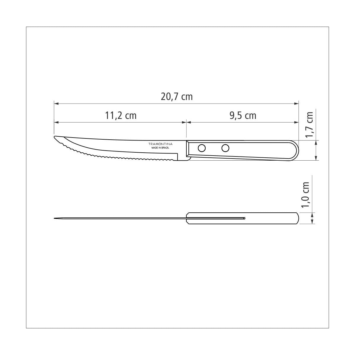 Tramontina Dynamic 6-Piece Set of Steak Knives with Stainless-Steel Blades and Natural Wood Handles