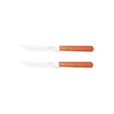 Tramontina Dynamic 2-Pieces Steak Knife Set with Plain Edge Stainless Steel Blade and Natural Wood Handle