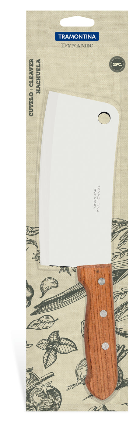 Tramontina Dynamic 7" Cleaver with Stainless-Steel Blade and Natural Wood Handle