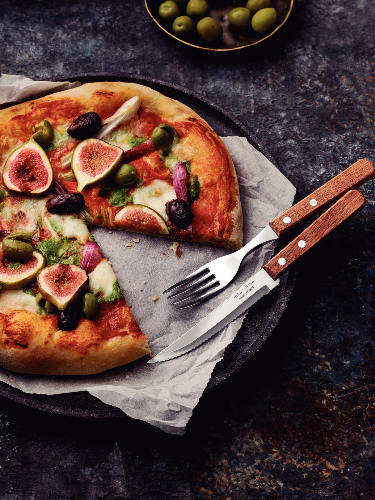 Tramontina Churrasco 12-Piece Flatware Set with Stainless-Steel Blades and Natural Wood Handles