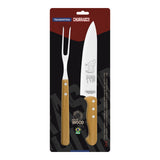 Tramontina 2-Piece Carving Set with Stainless-Steel Blades and Natural Wood Handles