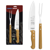 Tramontina 2-Piece Carving Set with Stainless-Steel Blades and Natural Wood Handles