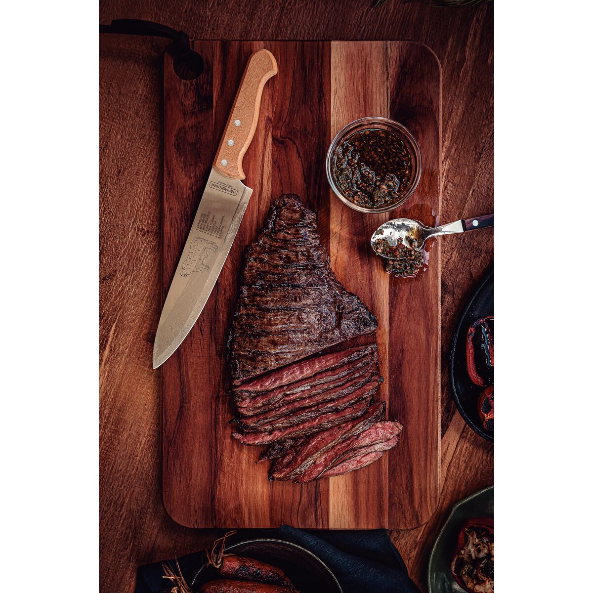Tramontina Churrasco Meat Knife with Stainless-Steel Blade and Natural Wood Handle 8"