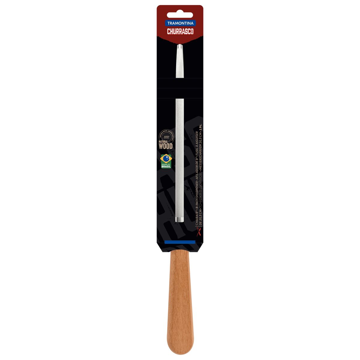 Tramontina Churrasco 8" Sharpener with Carbon Steel Bolster and Natural Wood Handle