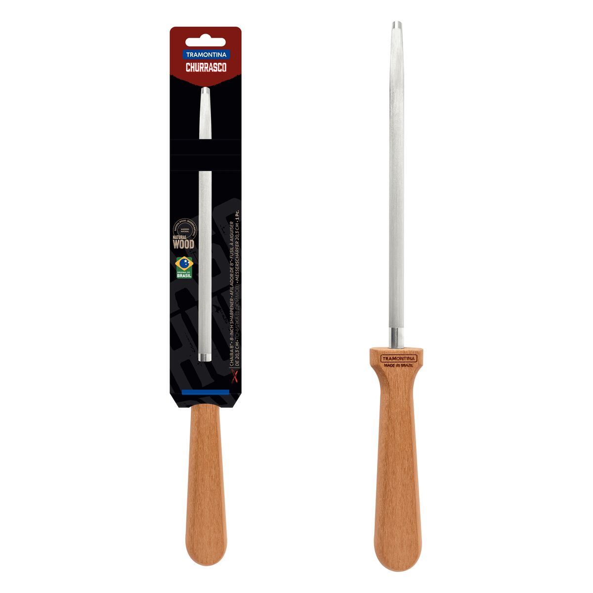 Tramontina Churrasco 8" Sharpener with Carbon Steel Bolster and Natural Wood Handle