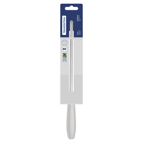 Tramontina Premium 8" Hard Chrome-plated Carbon Steel Honing rod with White Polypropylene Handle