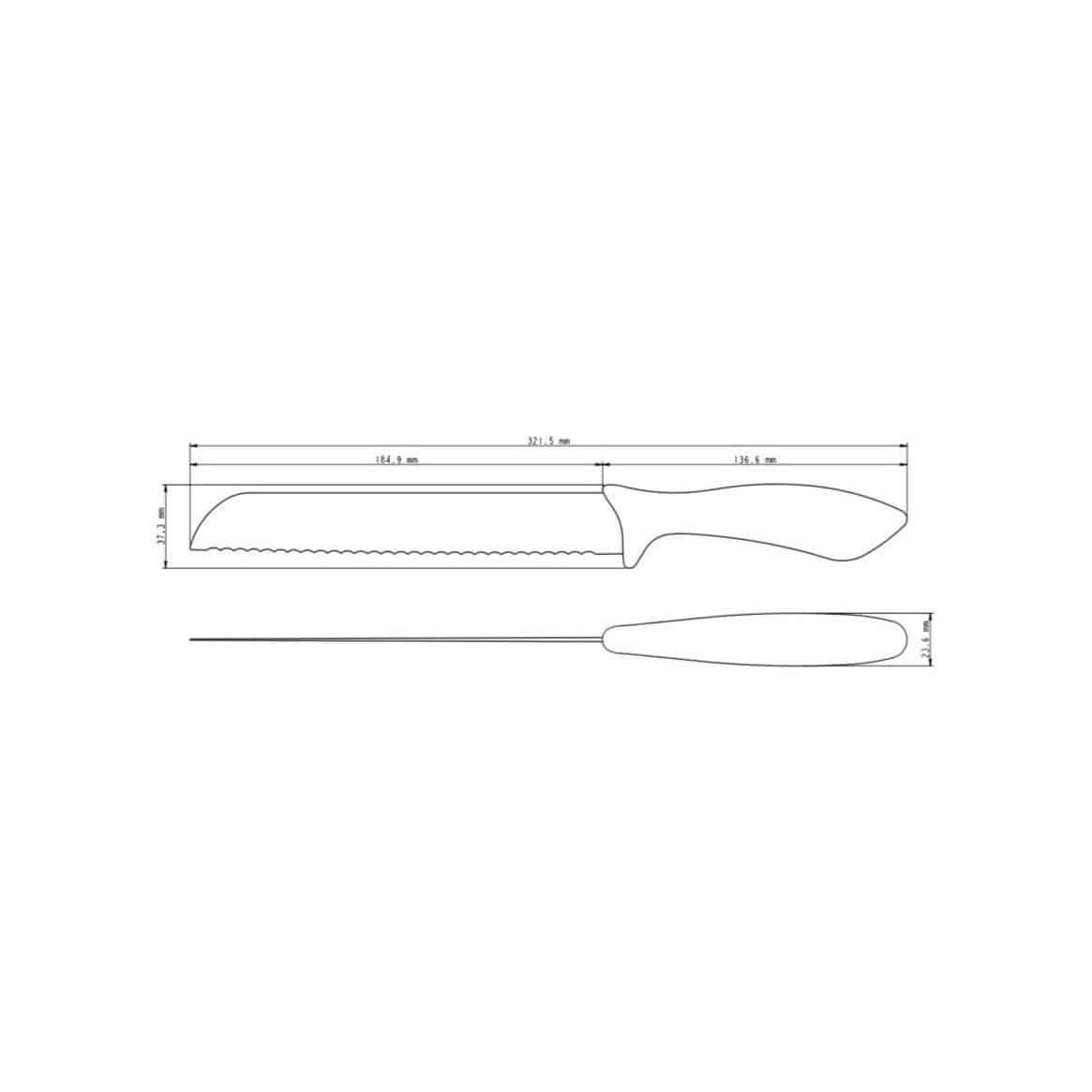 Tramontina Colorcut 8 Inches Bread Knife with Stainless Steel Decorated Blade and Orange Polypropylene Handle