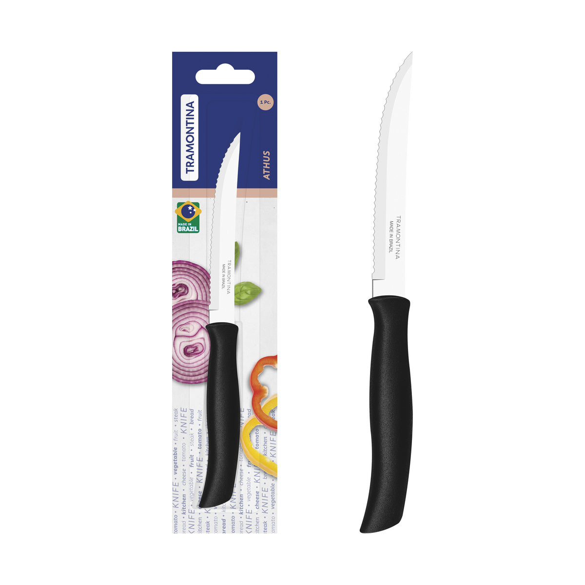 Tramontina Athus 5 Inches Steak Knife with Stainless Steel Blade and Black Polypropylene Handle