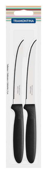 Tramontina Ipanema stainless steel steak knife set with black polypropylene handles 2 pc set