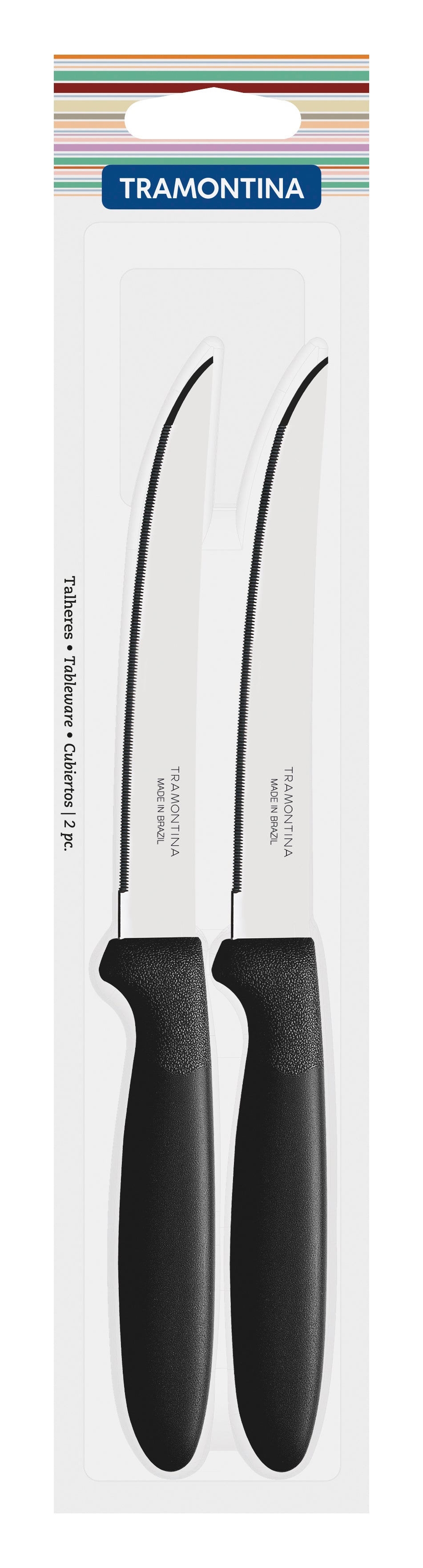 Tramontina Ipanema stainless steel steak knife set with black polypropylene handles 2 pc set
