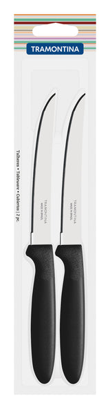 Tramontina Ipanema stainless steel steak knife set with black polypropylene handles 2 pc set
