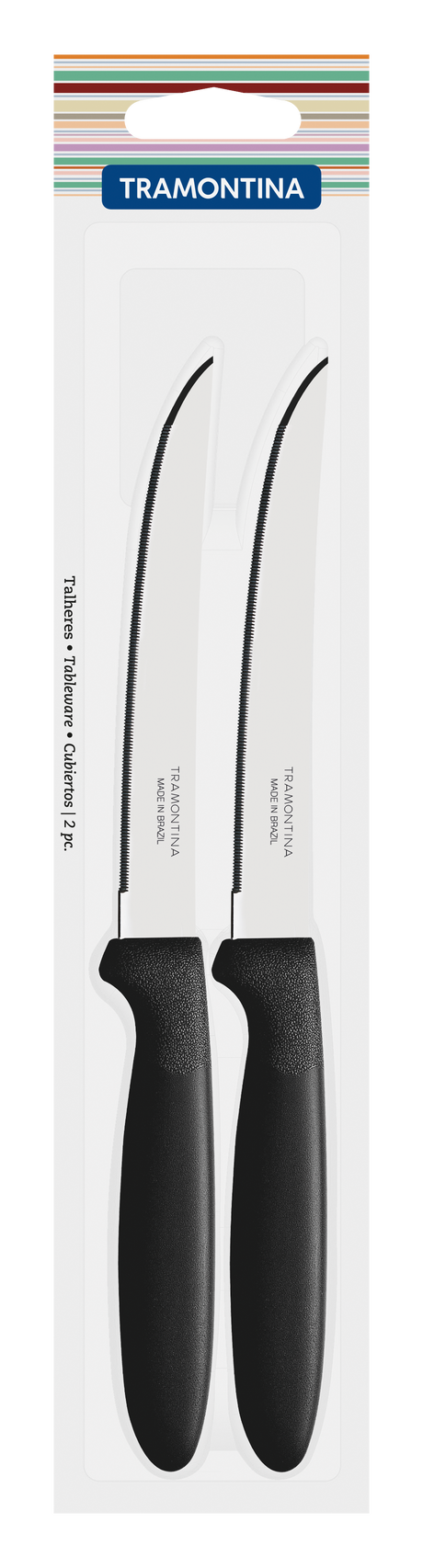 Tramontina Ipanema stainless steel steak knife set with black polypropylene handles 2 pc set