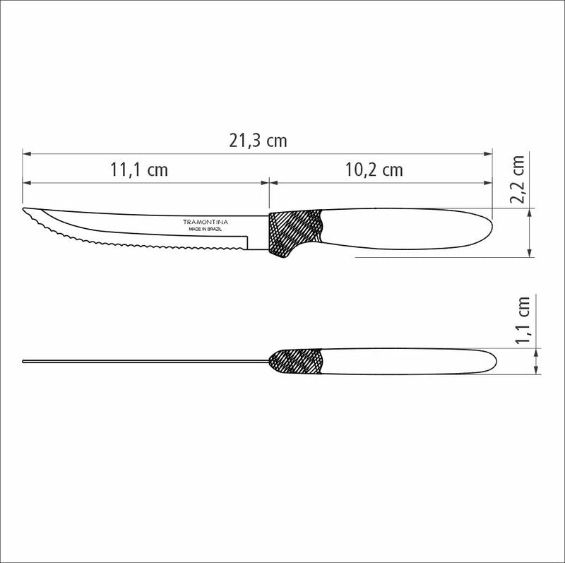 Tramontina Ipanema stainless steel steak knife set with white polypropylene handles, 3 pc set