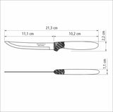 Tramontina Ipanema stainless steel steak knife set with white polypropylene handles, 3 pc set