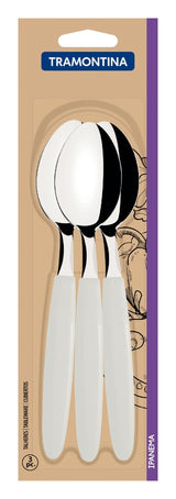 Tramontina Ipanema stainless steel tablespoon set with white polypropylene handles, 3 pcs