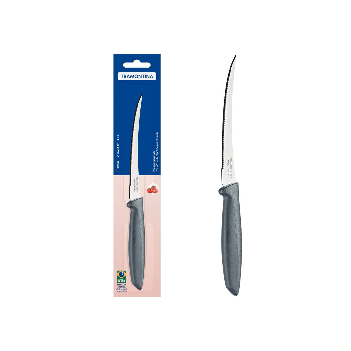 Tramontina Plenus 5 Inches Tomato Knife with Stainless Steel Blade and Gray Polypropylene Handle