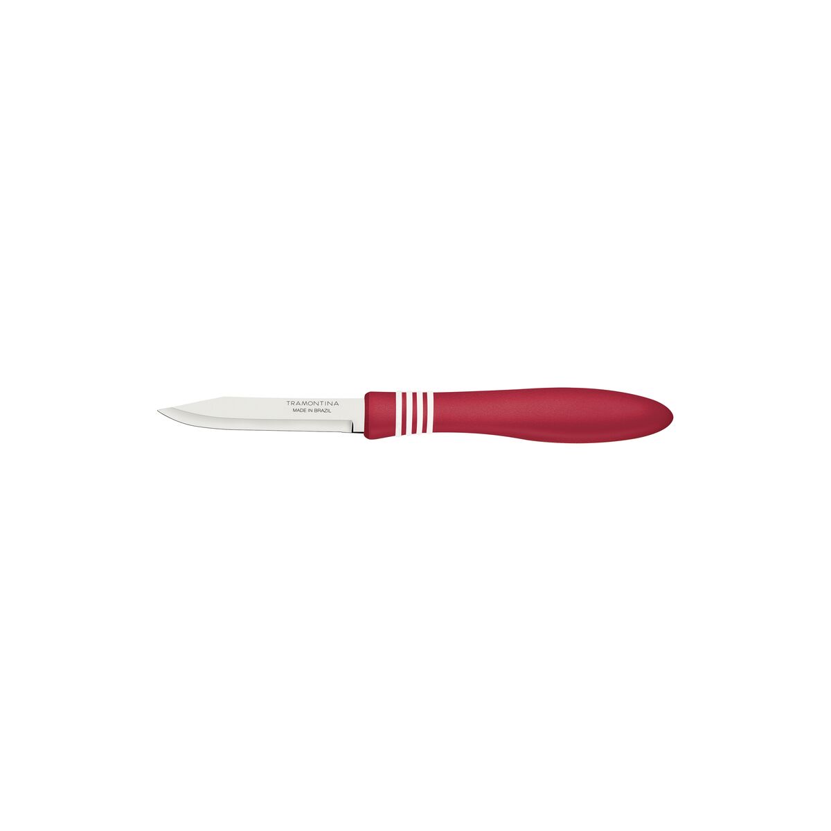 Tramontina Cor & Cor Vegetable and Fruit Knife with Stainless-Steel Blades and Red Polypropylene Handles, 3"