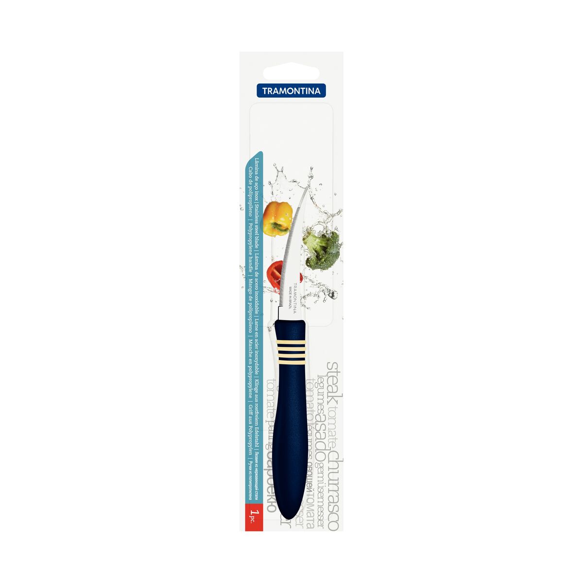 Tramontina Cor&Cor Tomato Knife with Stainless Steel Blades and Blue Polypropylene Handles