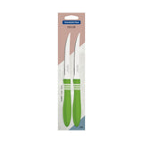 Tramontina Cor&Cor 2 Pieces Steak Knife Set with Stainless Steel Blade and Green Polypropylene Handle