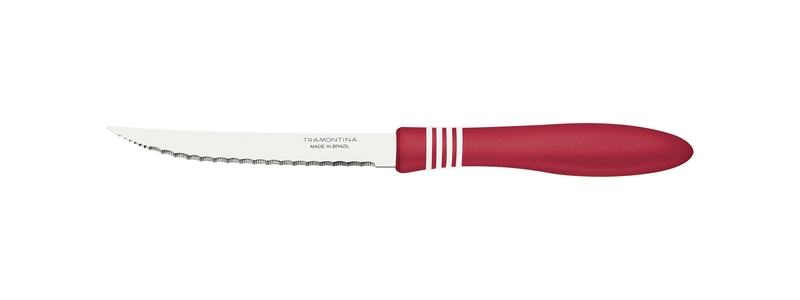 Tramontina Cor&Cor 2 Pieces Steak Knife Set with Stainless Steel  Red  Handle