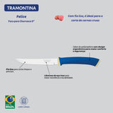 Tramontina Felice 2-Piece Steak Knife Set with Stainless-Steel Blades, Plain Edges and Blue Polypropylene Handles