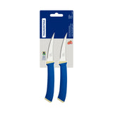 Tramontina Felice 2-Piece Tomato Knife Set with Stainless-Steel Blades and Blue Polypropylene Handles