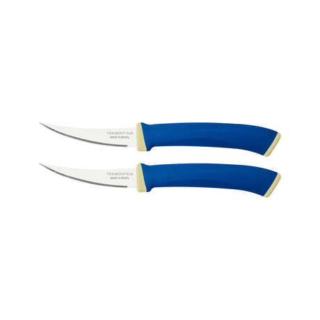 Tramontina Felice 2-Piece Tomato Knife Set with Stainless-Steel Blades and Blue Polypropylene Handles