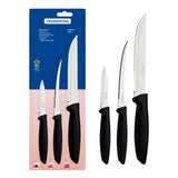 Tramontina Plenus 6-Piece Knife Set with Stainless-Steel Blades and Black Polypropylene Handles