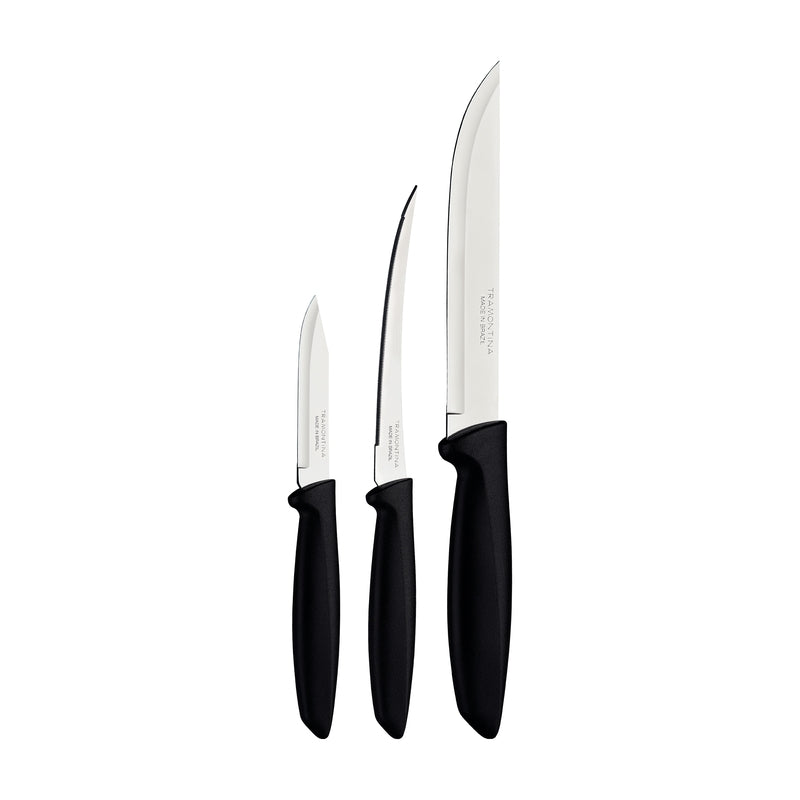 Tramontina Plenus 6-Piece Knife Set with Stainless-Steel Blades and Black Polypropylene Handles