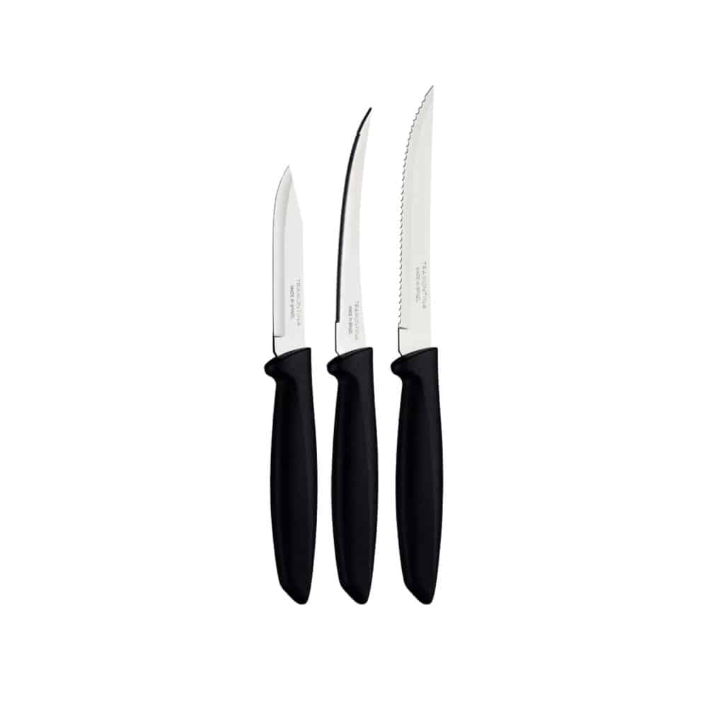 Tramontina Plenus 3 Pieces Knife Set with Stainless Steel Blade and Black Polypropylene Handle