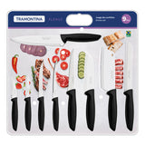 Tramontina Plenus 9 Pieces Knife Set with Stainless Steel Blade and Black Polypropylene Handle