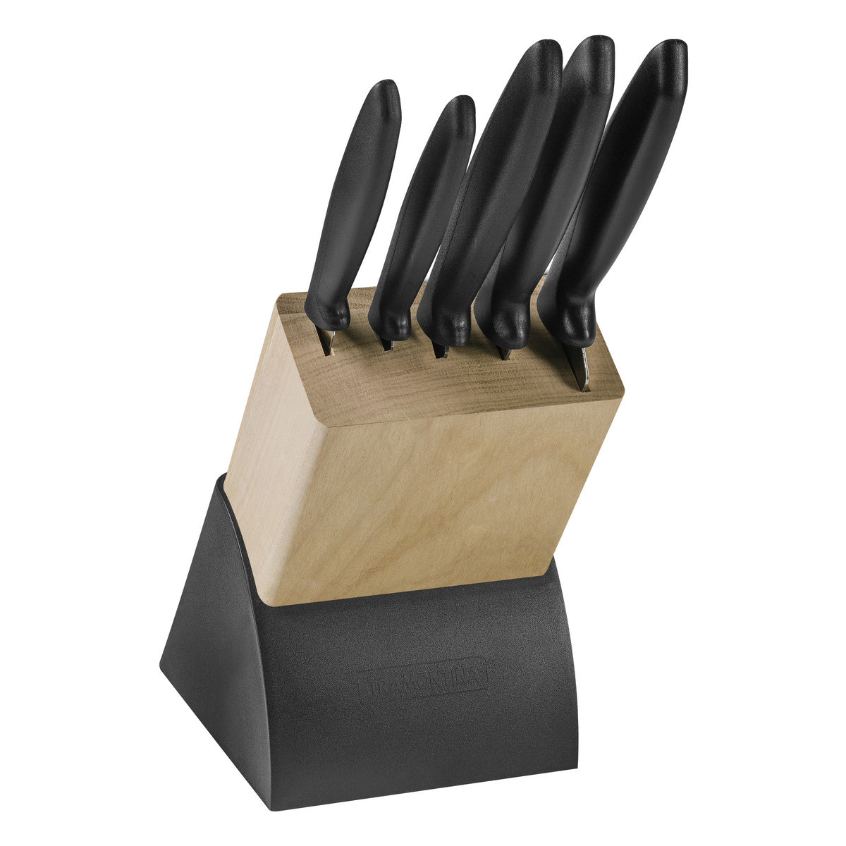 Tramontina Plenus 6-Piece Knife Set with Stainless-Steel Blades and Black Polypropylene Handles