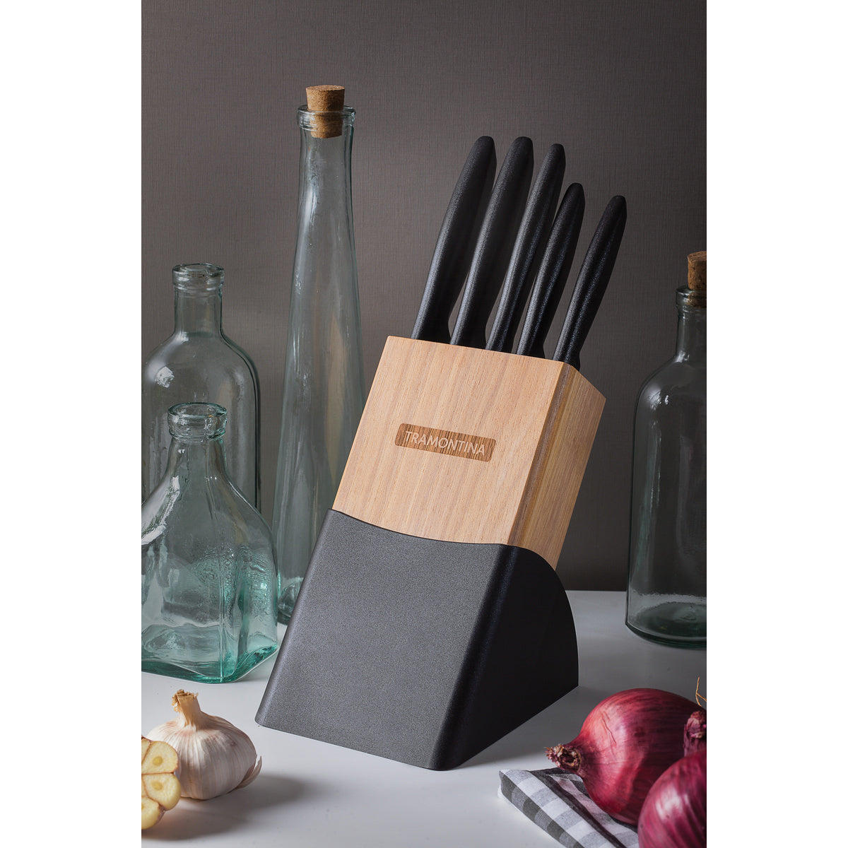 Tramontina Plenus 6-Piece Knife Set with Stainless-Steel Blades and Black Polypropylene Handles