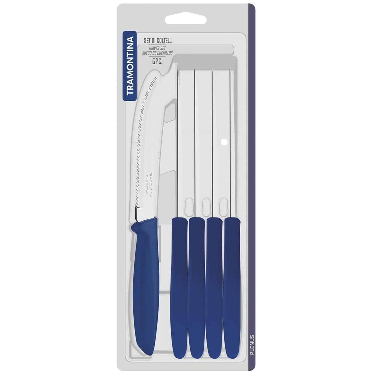 Plenus 6 Pieces Steak and Fruit Knife Set with Stainless Steel Blades and Polypropylene Handles