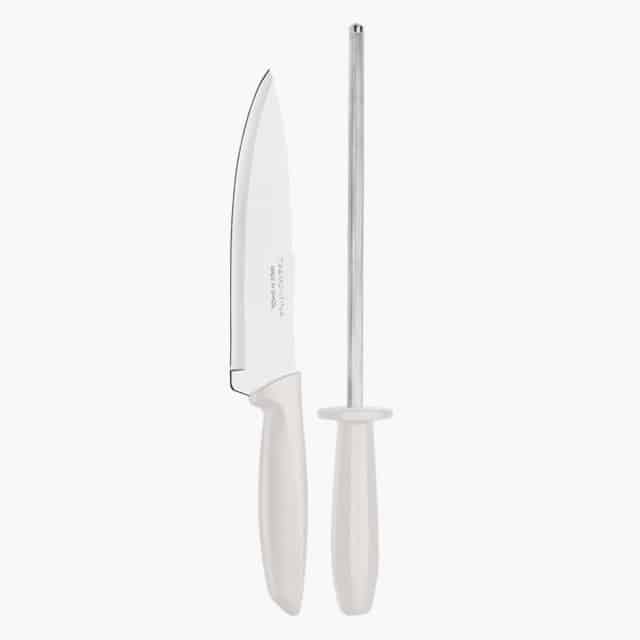 Tramontina Plenus 2 Pieces Knife and Sharpener Set with Stainless Steel Blade and Polypropylene Handle