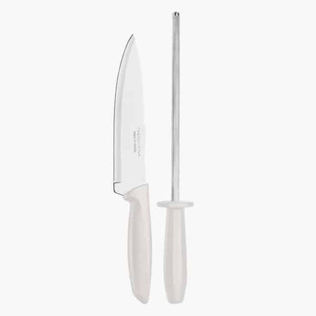 Tramontina Plenus 2 Pieces Knife and Sharpener Set with Stainless Steel Blade and Polypropylene Handle