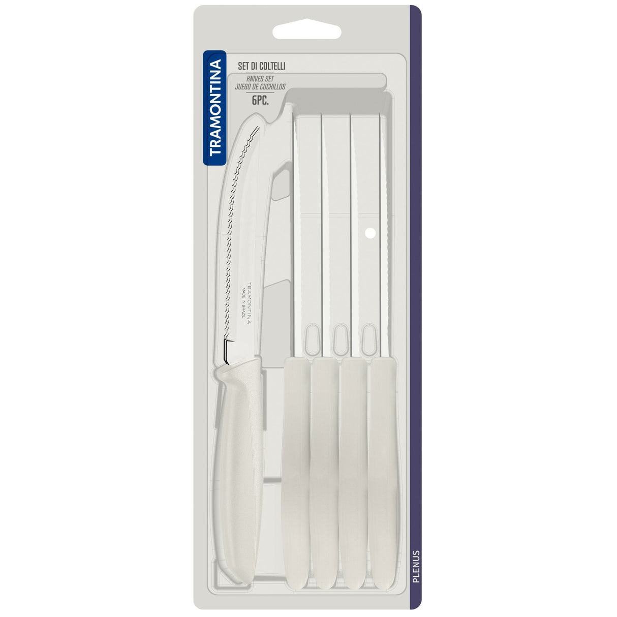 Plenus 6 Pieces Steak and Fruit Knife Set with Stainless Steel Blades and Polypropylene Handles