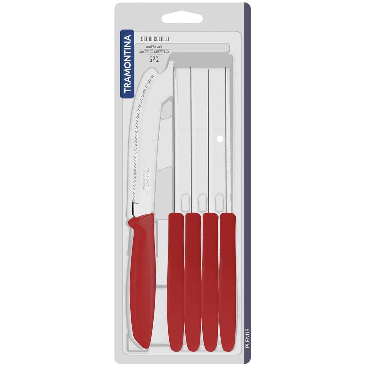 Plenus 6 Pieces Steak and Fruit Knife Set with Stainless Steel Blades and Polypropylene Handles