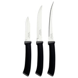 Tramontina Felice 3-Piece Knife Set with Stainless-Steel Blades and Black Polypropylene Handles