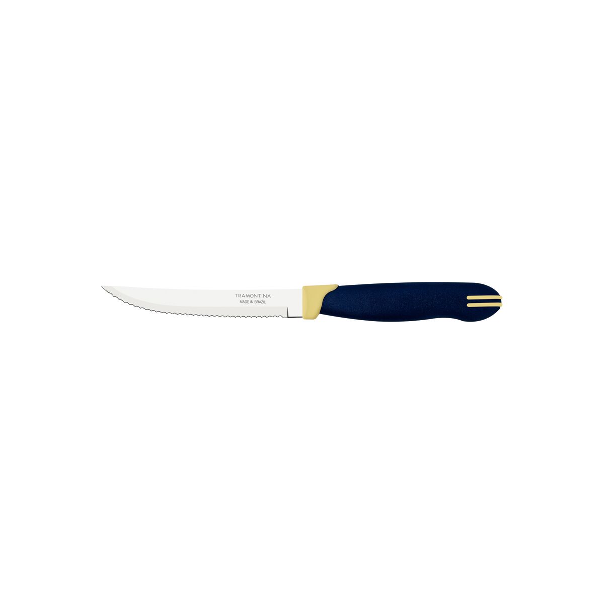 Tramontina Multicolor 2-Piece Set of Steak Knives with Stainless Steel Blades and Blue & Cream Polypropylene Handles