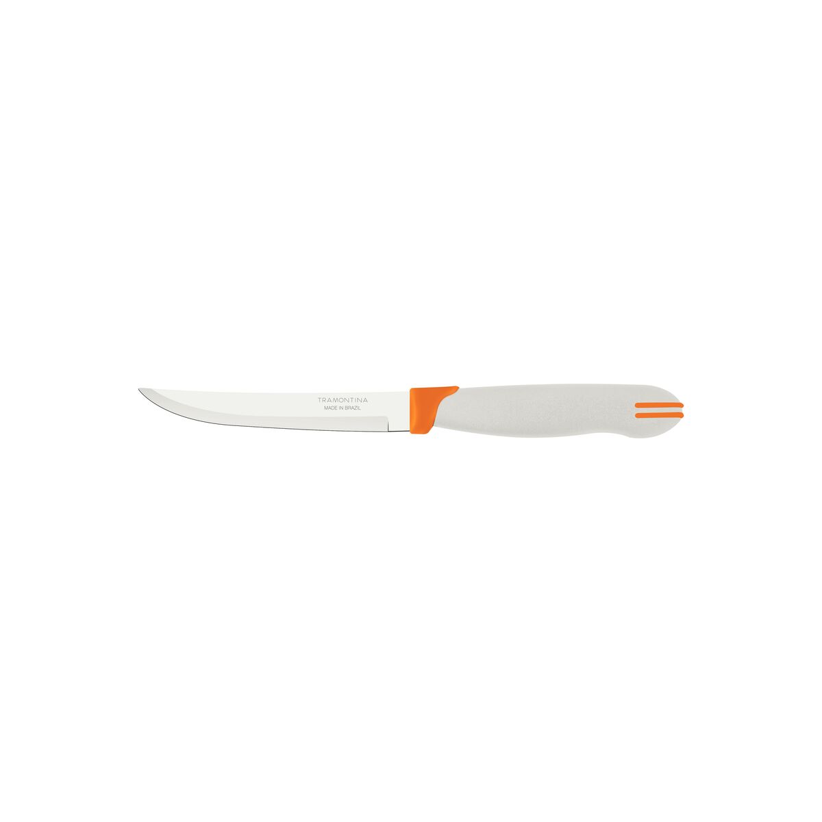 Tramontina Multicolor 02-Piece Steak Knives Set with Stainless-Steel Blades with Plain Edge and White and Orange Polypropylene Handles