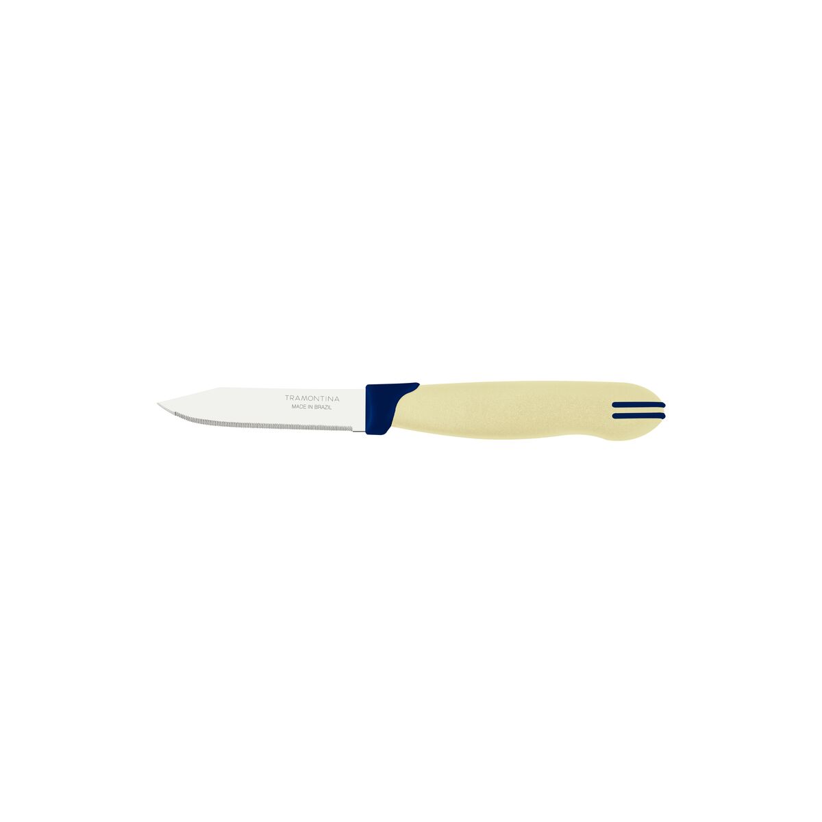 Tramontina Multicolor 02-Piece Vegetable and Fruit Knife Set with Stainless-Steel Blades and Cream and Blue Polypropylene Handles