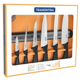 Tramontina Affilata 7 Pieces Magnetic Rack and Knife Set with Stainless Steel Blade and Black Polypropylene Handle