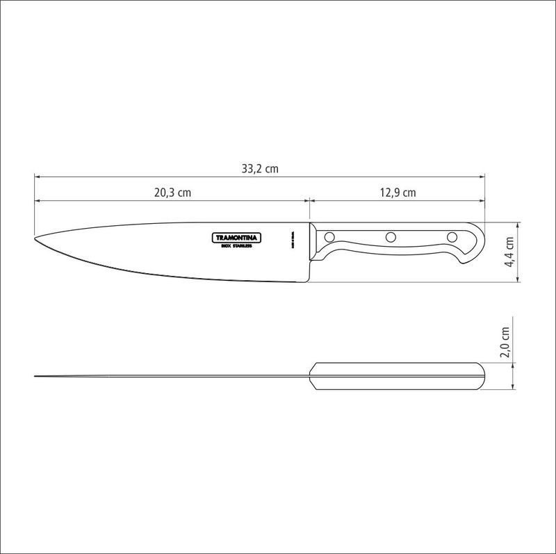 Tramontina Ultracorte Chef Knife with Stainless Steel Blade and Black Polypropylene Handle